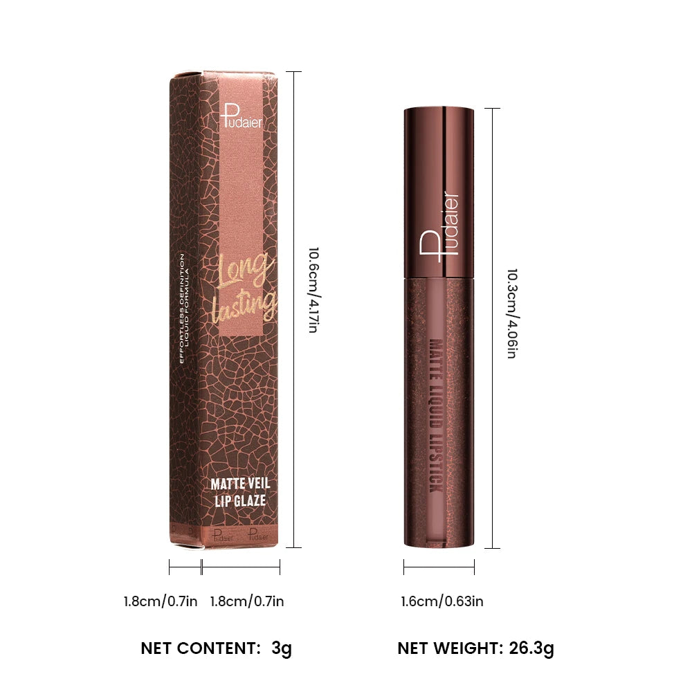 Pudaier Velvet Matte Liquid Lipstick | Waterproof & Transfer-Proof Lip Gloss | Long Lasting Lip Stain (5 Shades) | Kiss Proof, N