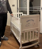 New 3 in 1 White Solid Wood Kids Cribs Adjisuable Wooden Baby Cot Bed With Net for New Born