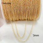 14K Real Gold Plated 1.3mm Thin Chain For DIY Jewelry Making, Wholesale Brass Chains Accessories Findings