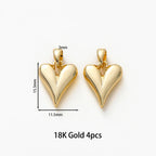 4pcs/lot 14K 18K Gold Plated Heart Charm with Jump Ring Necklace Making Supplies Solid Love Pendant For DIY Jewelry Accessories
