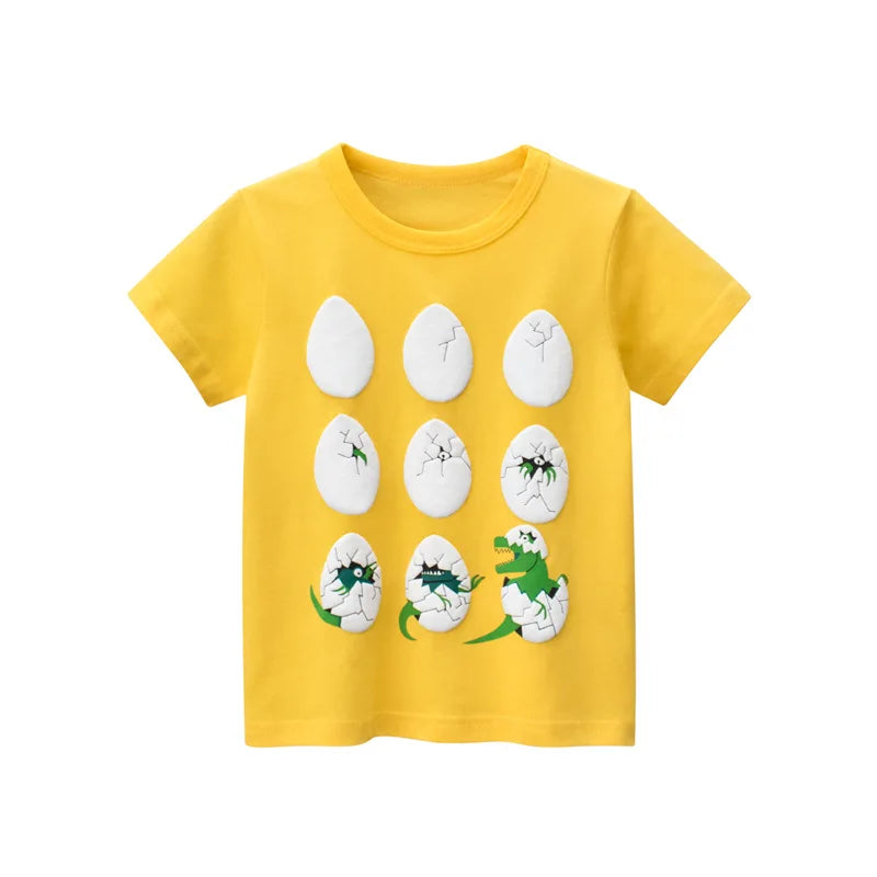2-8T Toddler Kid Baby Boys Clothes Summer Cotton Top Infant Short Sleeve T Shirt Fashion Cute Tee Boys Tshrit Outfits