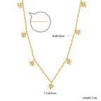 LUXUKISSKIDS Trendy Korean 5 Stars Charms Clavicle Choker Steel Fairy Woman Eight-Pointed Star with Shiny Zirconia Neck Collier