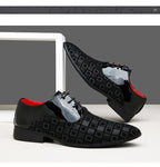 Elegant Red Men's Casual Leather Shoes Pointed-Toe Lace-up Men's Dress Shoes Comfortable Formal Shoes zapatos de vestir hombre