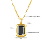 925 Silver 14K Gold Plated Rectangular D Color VVS1  Moissanite Pendant 2ct Shiny Classic Fashion Jewelry for Women Engagement