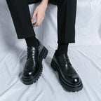 Fashion Patent Leather Men's Formal Shoes Comfortable Platform Luxury Genuine Leather New Elegant Man Wedding Social Derby Shoes