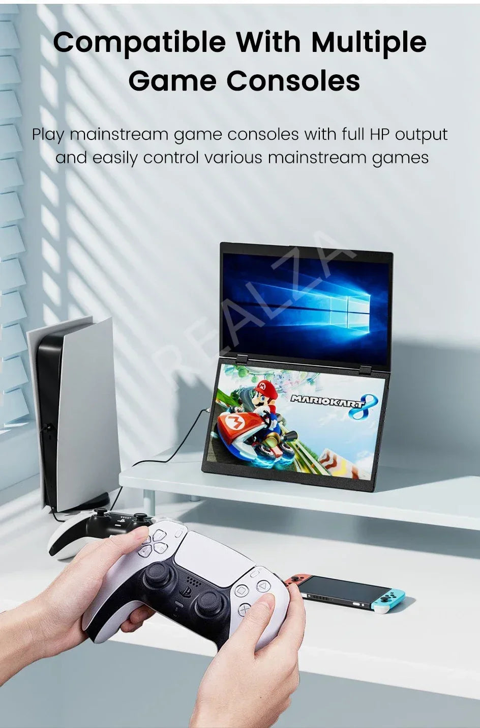 16 Inch 2.5K Dual Screen Portable Monitor 2560*1600P 16:10 100%sRGB With 360° Flip External Screen For PC Laptop Mac Phone PS4/5