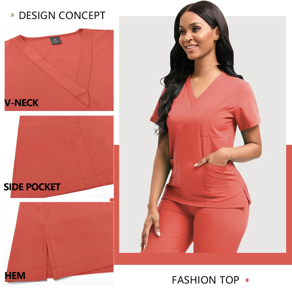 Hot Sale Clinic Workwear Unisex Medical Nurse Scrub Sy Salon Costume Doctor Nursing Top Pants