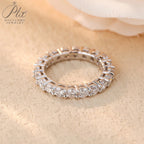 14K 18K Gold Plated Ring S925 Silver Pave Ring White Moissanite Ring Round Brilliant Cut Party Wedding Engagement Jewelry Gift