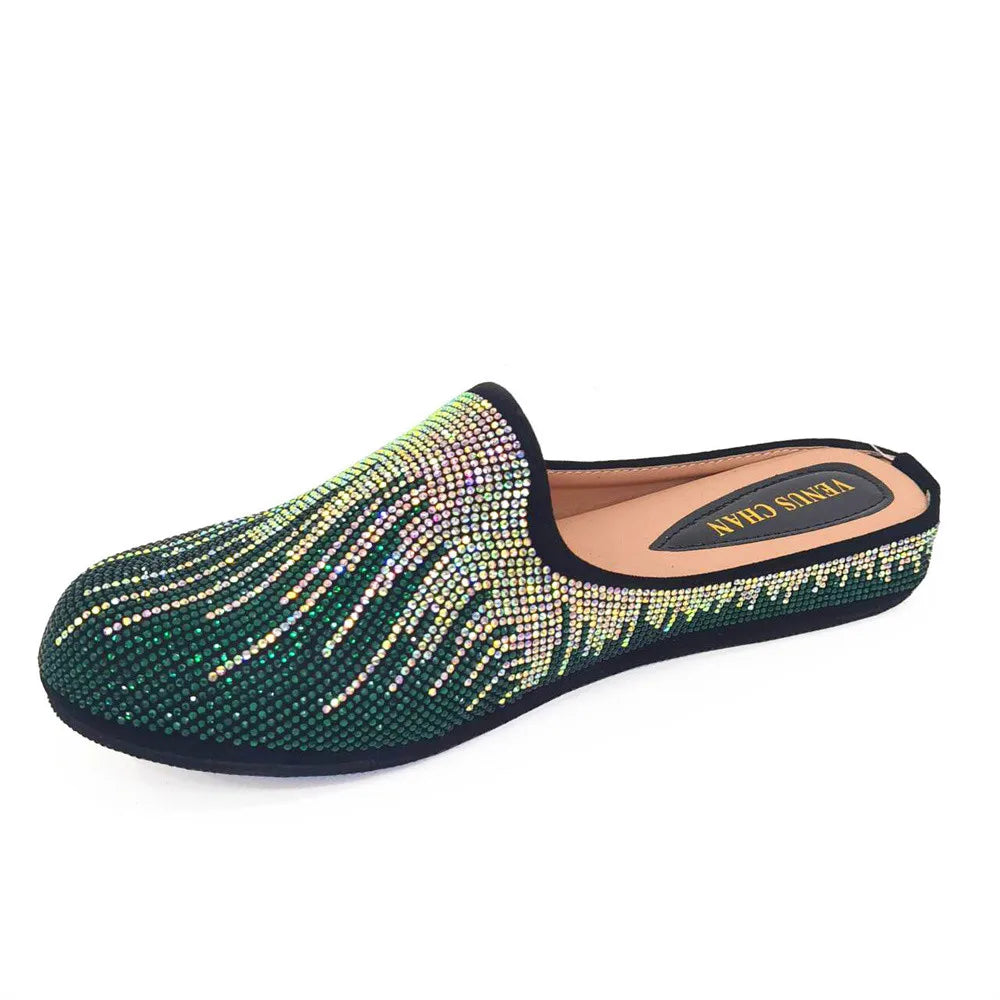 Venus Chan Elegant Flat Shoes for Woman Fashion Comfortable Party Slippers 2024 Latest Design Nigeria Gold Color Half Shoes