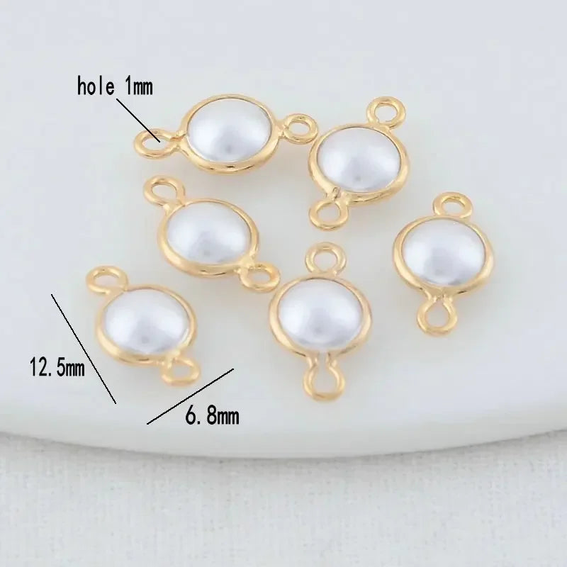 5mm 6mm 8mm 14k Gold Color Plated Brass Pearl Connector High Quality Diy Jewelry Accessories