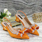 New Arrival Elegant African Party High-heeled Shoes Chain Decoration Trendy Women's Sandals Nigerian Women Wedding Pumps