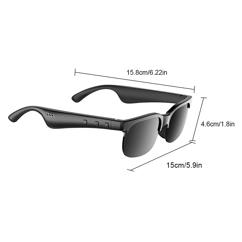 Smart Glasses AI Wireless Glasses With Wireless Speakers HD Call Bluetooth Music Earphones Sports Glasses Black Sunglasses