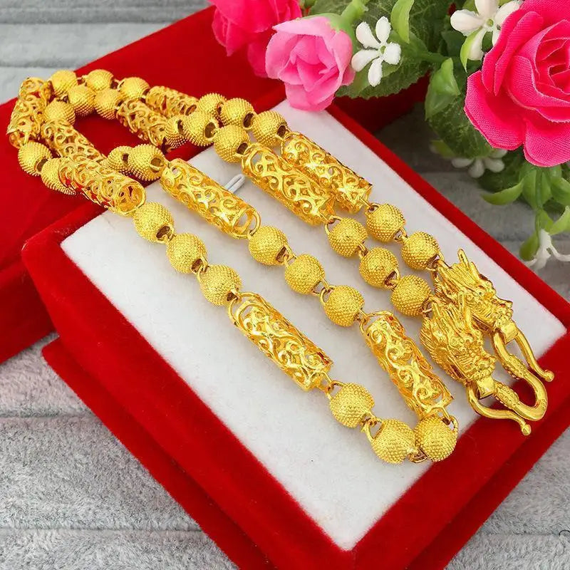 Plated Color 18K Gold Real Gold Necklace Gold Necklace Domineering Fashion Trendy 24K 999 Men's Gold Necklace Pendant Gifts
