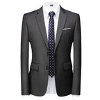 New Men Pure Color Formal Business Social Office Suit Slim Fit Jacket Male Wedding Dance Party Tuxedo Dress Simple Blazers Homme