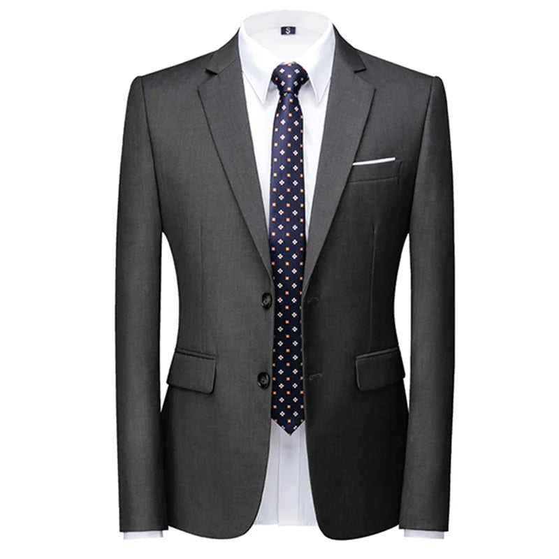 New Men Pure Color Formal Business Social Office Suit Slim Fit Jacket Male Wedding Dance Party Tuxedo Dress Simple Blazers Homme