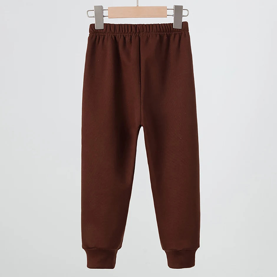1/3 Piece Set Autumn And Winter Children's Mmulti-color Sports Thick Sweatpants For Boys And Girls With Plush Warm Casual Pants