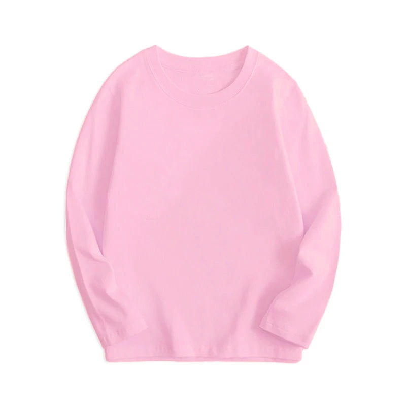 Black White Basic Cotton T-shirt for Boys Girls Clothes Children's Long Sleeve Solid Tops Kids 2 to 14 Years Leasure Wear Tshirt
