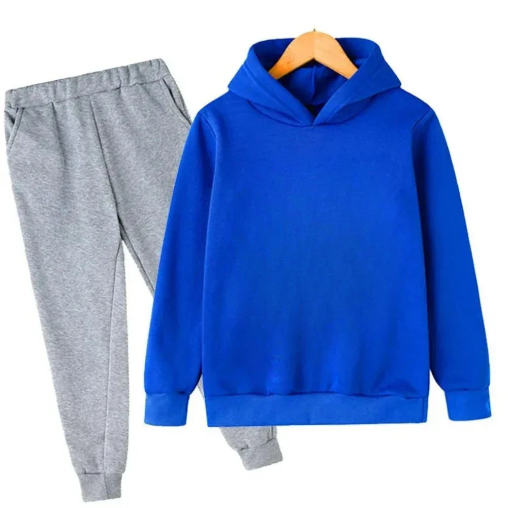 Autumn and Winter Children's Fashion Sports Hoodie+Pants Set for Boys and Girls Aged 4-14, Casual and Comfortable 2-piece Set