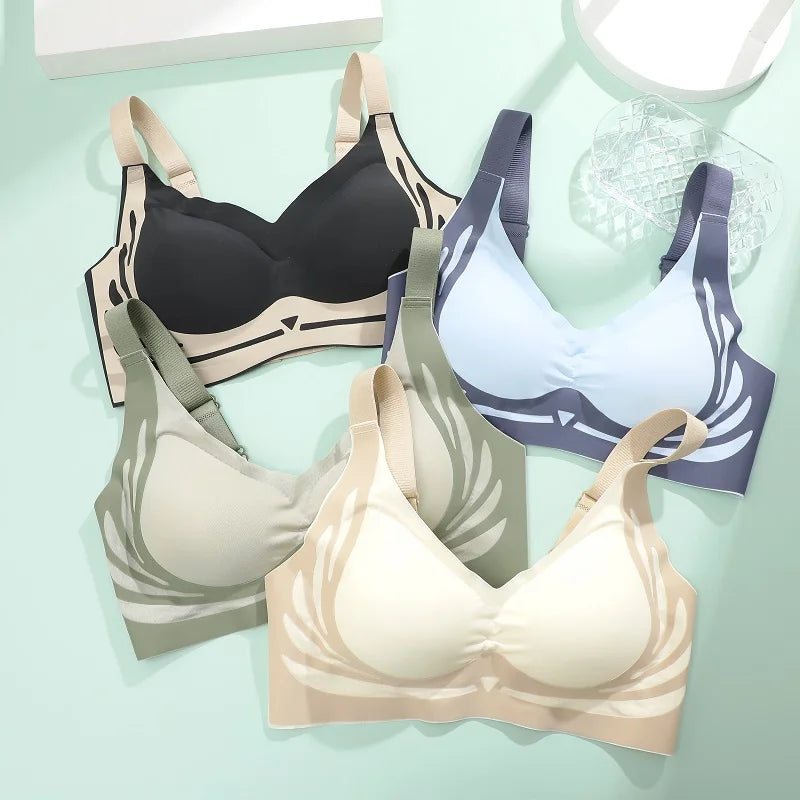 Plus Size Super Gather Push Up Bras Women Soft Support Seamless Underwear Female Full Cup Lift-Up Bras Wireless Soft Sleepwear
