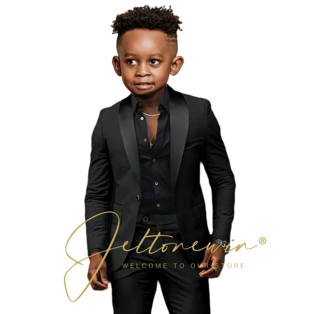 White Boys Suits 2 Pieces Wedding Formal Party Tuxedo Child Shawl Lapel Kids Dress Jacket Pants Slim Fit Blazer Sets