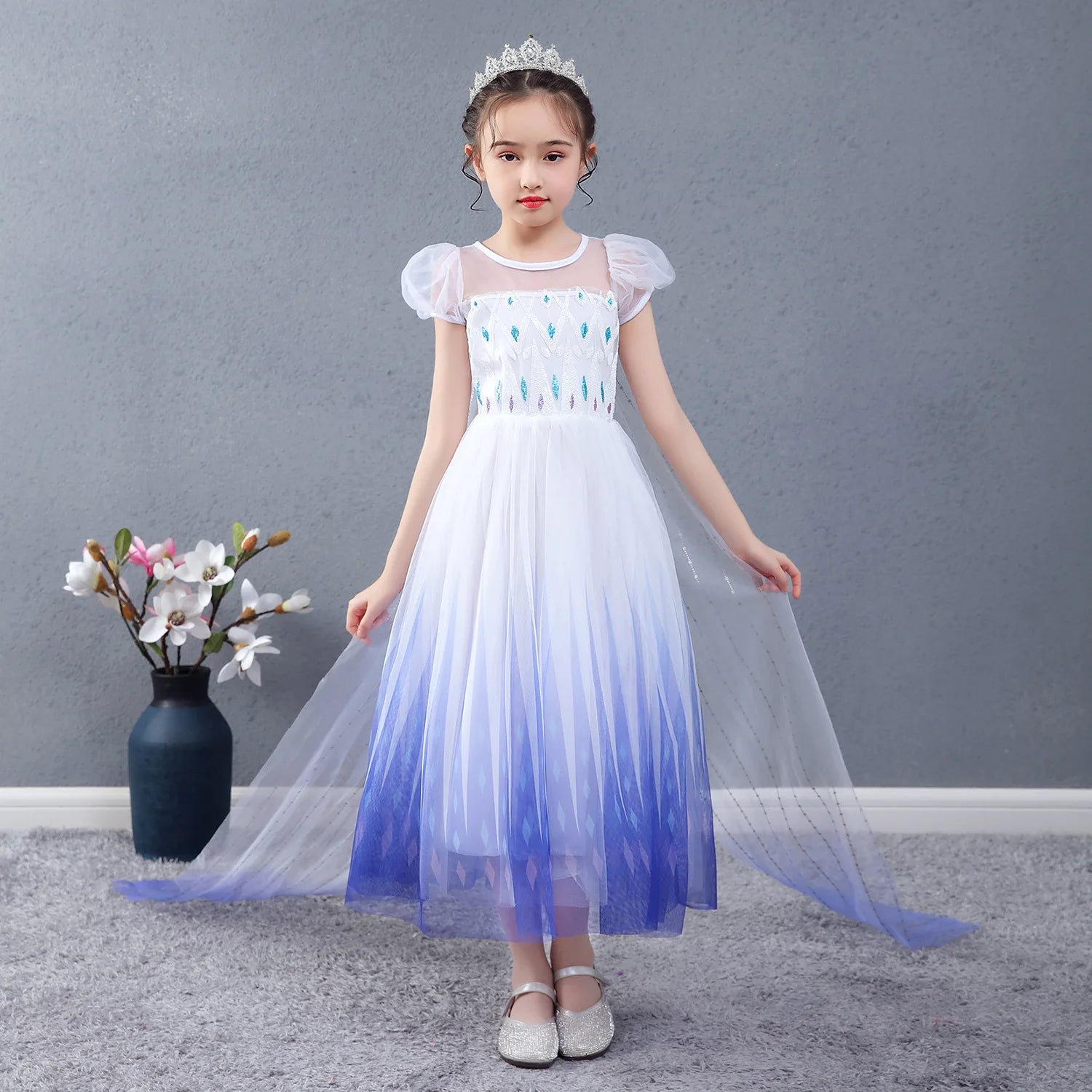 Elsa Dress Kids Girl Formal Princess Long Dress Summer Halloween Party Costumes Children's Frozen 2 Clothes for 3-12 Years Old