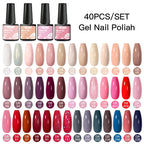 Mtssii 20/40/60Pcs Nail Gel Polish Set Kit Nude Pink Glitter Nail Art UV Gel Manicure Set Vernis Semi Permanent Base Top Coat