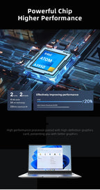 14.1inch Intel Atom A3950 Laptop Computer Windows 11 Pro 2025 Notebook PC 12GB RAM 512GB 1TB SSD 1920*1080 Office Computer PC