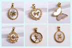 Multi Types 14K/18K Gold Plated Round Bead Frame,Brass Metal Circle Frame Connectors Spacers Beads,DIY Beading Jewelry Making