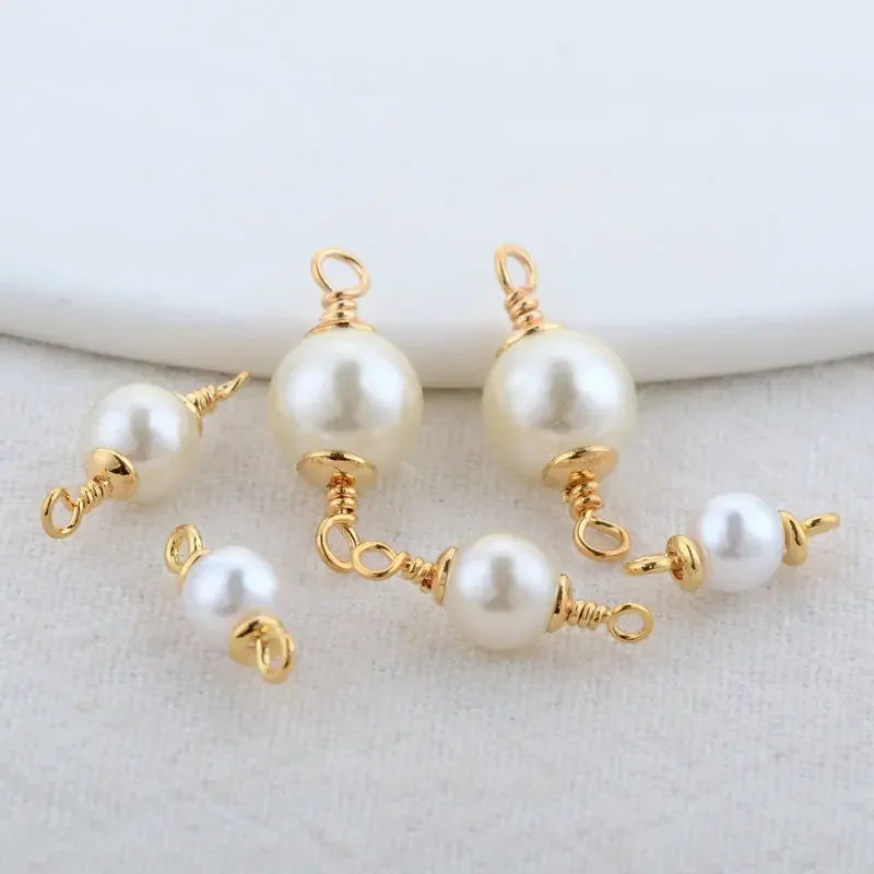 5mm 6mm 8mm 14k Gold Color Plated Brass Pearl Connector High Quality Diy Jewelry Accessories