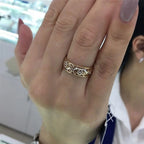 585 Purple Gold Elegant faceted fine rings for women Couple style Classic Plated 14K Rose Gold Luxury Jewelry Opening