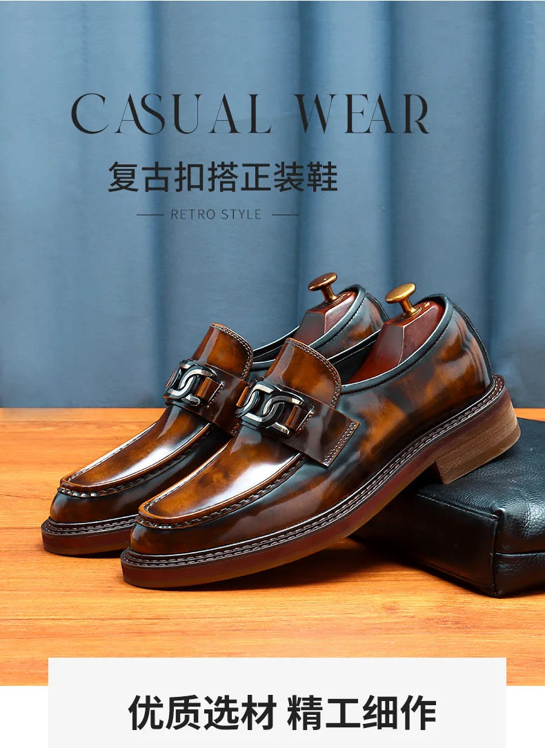 2024 New Shoes For Men Loafers Mens Dress Shoes Leather Shoes Man Male Genuine Leather Social Shoes