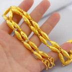 Plated 100% Pure 18K Gold Real Necklace Gold Necklace Domineering Fashion Trendy 24K 999 Men's Gold Necklace Pendant Gifts