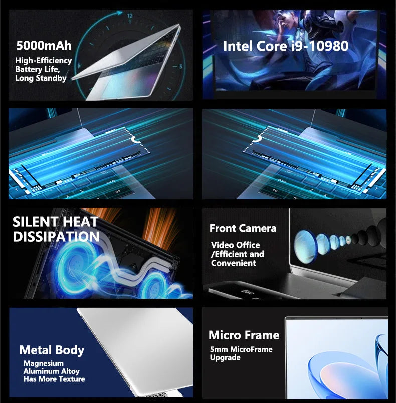 15.6' Intel Core I9 10980HK Windows 11 Pro Laptop Computer 32GB RAM 512GB 1TB 2TB SSD Portable Notebook PC Office Study Laptops