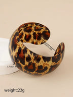 Sexy Leopard Print Resin Cuff Bangles Exaggerated Design Resin Material Leopard Print Bracelets Couple Style Wide Open