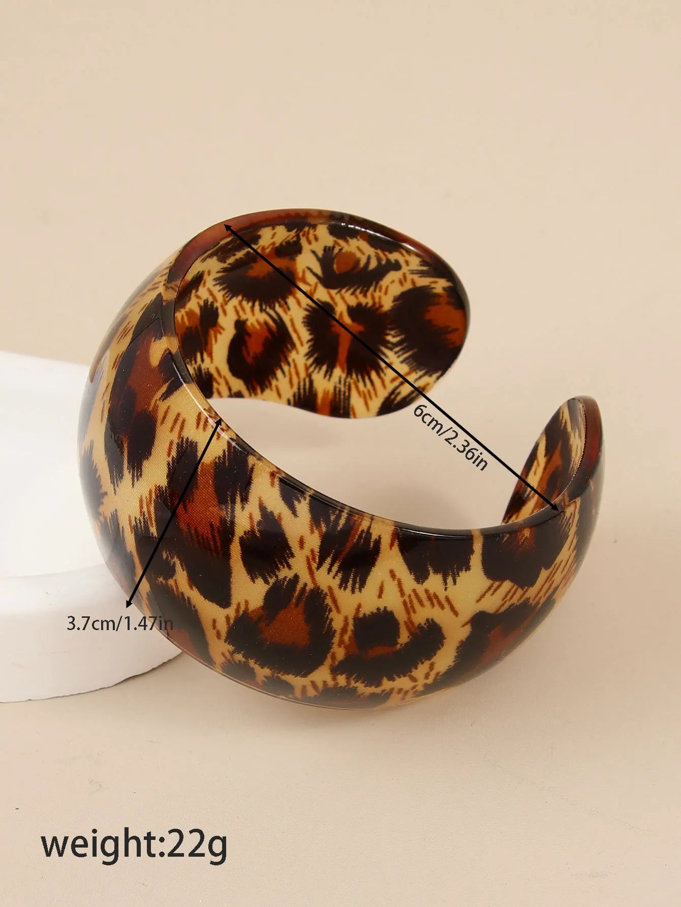 Sexy Leopard Print Resin Cuff Bangles Exaggerated Design Resin Material Leopard Print Bracelets Couple Style Wide Open