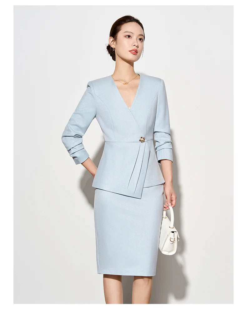 ZJYT Autumn 2025 Women Blazer Skirt Suit 2 Pieces Matching Sets Korean Fashion Office Lady Outfit Business Commuter Work Wear