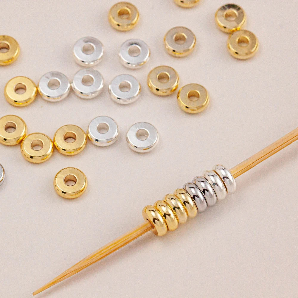 Round Ring Beads 14K Gold Color Plated Pendant Necklace Bracelet Earring Accessories DIY Handmade Jewelry Components 20pcs