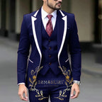 Royal Blue Wedding Tuxedos Men Suit Peak Lapel Terno Masculino Slim Fit Groom Prom Man Blazer Custom 3 Pieces Jacket Pant Vest