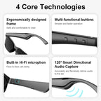 Smart Glasses AI Wireless Glasses With Wireless Speakers HD Call Bluetooth Music Earphones Sports Glasses Black Sunglasses