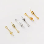 Gold Plated Brass Long Eye Pin Peg Bail with 6mm Bead Cap and Peg Pendant Bail,For Half Drilled Pearls,Earring Jewelry Making