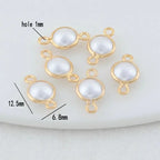 5mm 6mm 8mm 14k Gold Color Plated Brass Pearl Connector High Quality Diy Jewelry Accessories