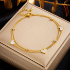 DIEYURO 316L Stainless Steel Heart Love Anklets For Women Girl New Trend Multi-layer Leg Chain Non-fading Jewelry Gift Party