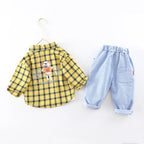 Baby Boy Clothes 0-5 Years Old Spring And Autumn Cotton Suit Boy Letter Plaid Hooded Shirt + Pants Baby Boy Two-Piece Suit