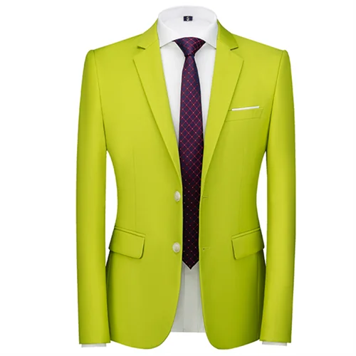 New Men Pure Color Formal Business Social Office Suit Slim Fit Jacket Male Wedding Dance Party Tuxedo Dress Simple Blazers Homme