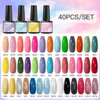 Mtssii 20/40/60Pcs Nail Gel Polish Set Kit Nude Pink Glitter Nail Art UV Gel Manicure Set Vernis Semi Permanent Base Top Coat