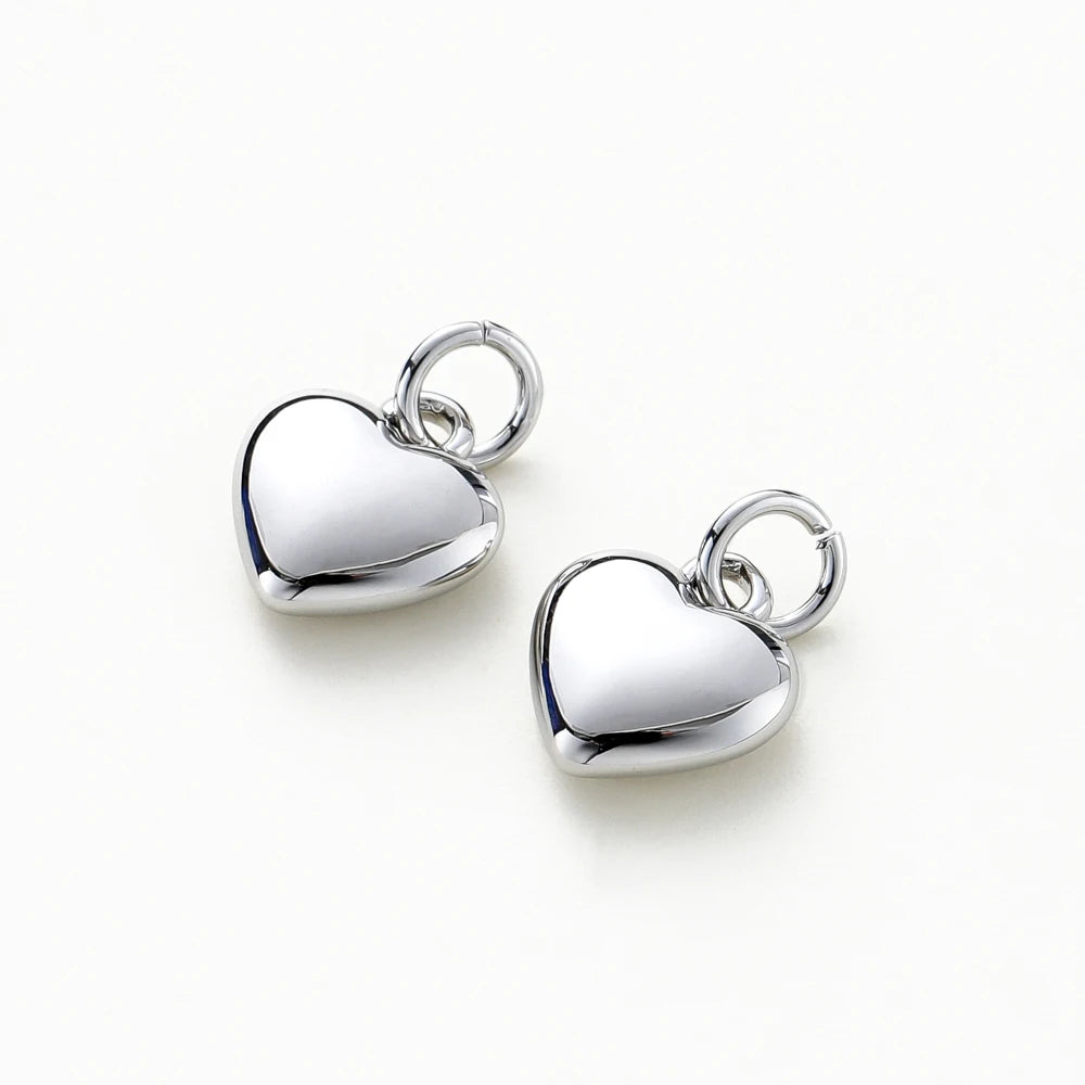 4pcs/lot 14K 18K Gold Plated Heart Charm with Jump Ring Necklace Making Supplies Solid Love Pendant For DIY Jewelry Accessories