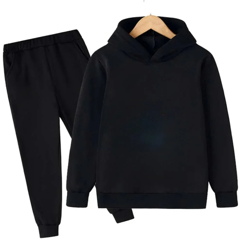 Autumn and Winter Children's Fashion Sports Hoodie+Pants Set for Boys and Girls Aged 4-14, Casual and Comfortable 2-piece Set