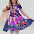 Girls Dresses Summer Casual Kids Dress For Girls KPop Demon Hunters Huntrix Toddlers Clothes Children Dress 3-14