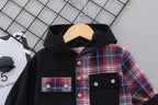 Baby Boy Clothes 0-5 Years Old Spring And Autumn Cotton Suit Boy Letter Plaid Hooded Shirt + Pants Baby Boy Two-Piece Suit
