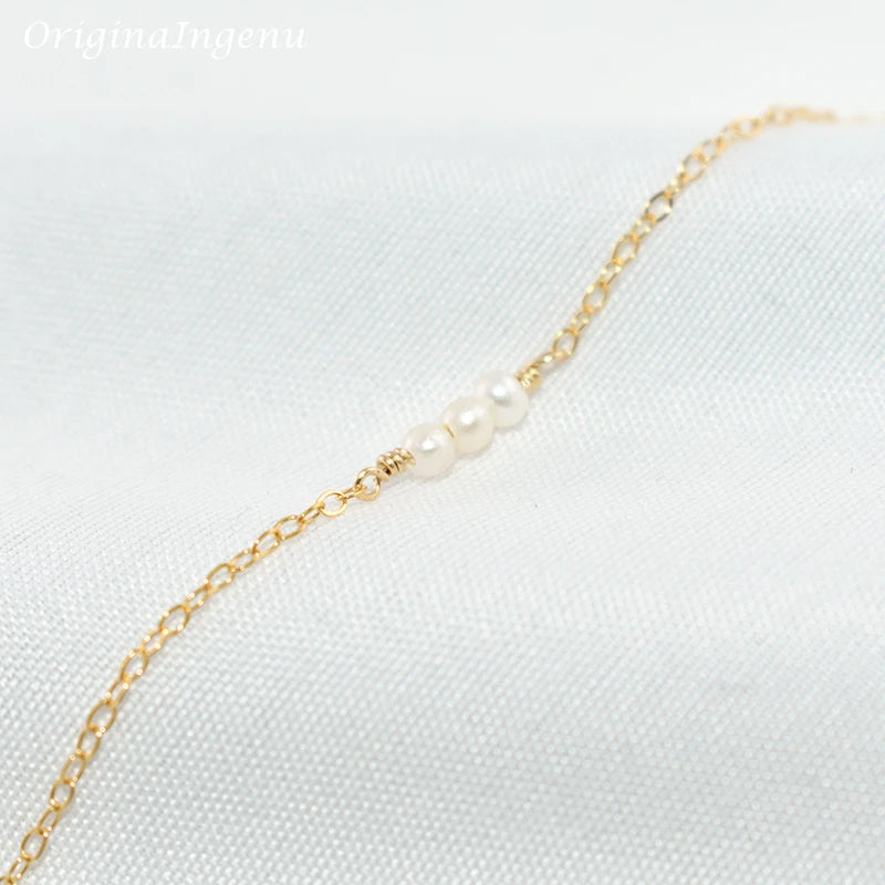 14K Gold Filled Bracelet Naturel Pearl Bracelet Minimalist Jewelry Handmade Boho Bracelet for Women Tarnish Resistant Jewelry